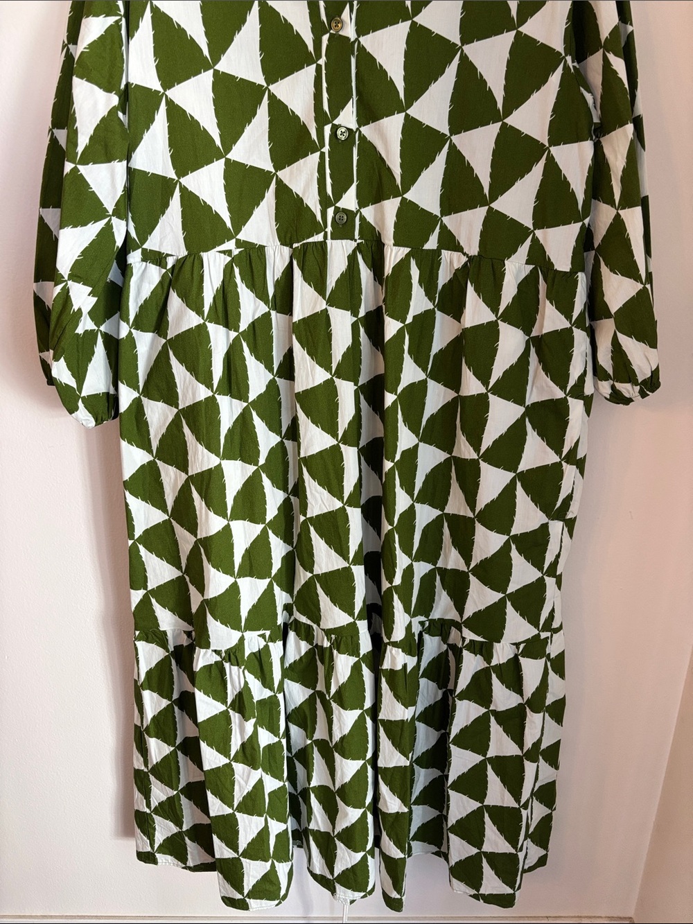 Maeve Anthropologie Bettina tiered shirt dress Midi maxi Dress geometric large - Picture 7 of 15